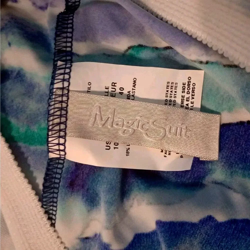 MagicSuit Swimsuit Tankini Top Sz 10 Blue Teal Ruched Underwire Flattering